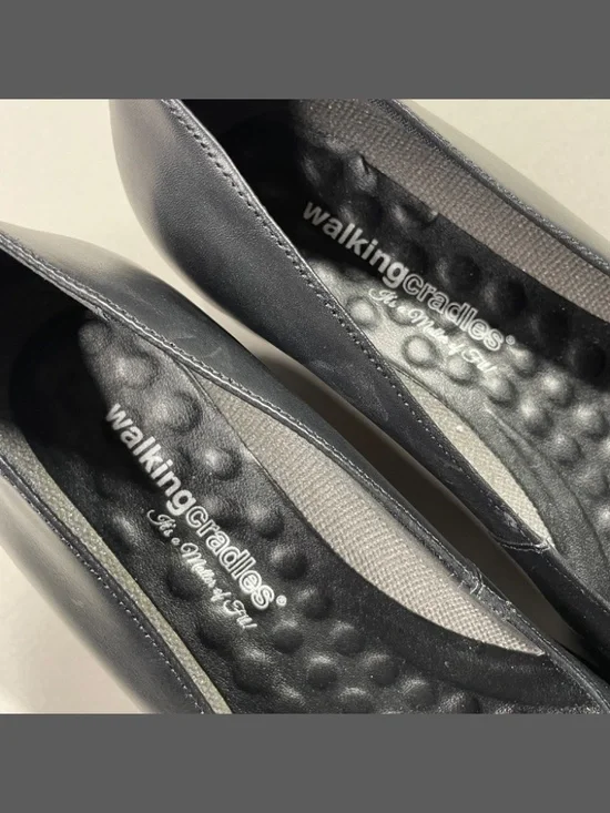 NEW Walking Cradles Shoes Womens 11 black leather block heels business classic - Picture 6 of 12